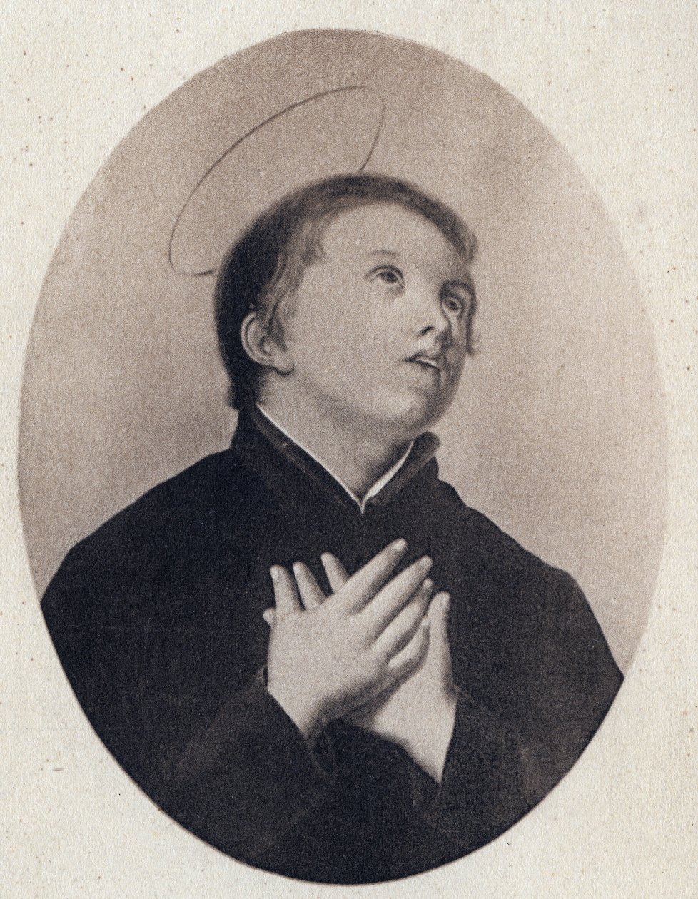 Sankt Stanislaus Kostka 1550-1568 Polsk jesuite - Sankt Stanislaus Kostka Polsk nybegynner i Jesu Society - gravering av Unknown artist