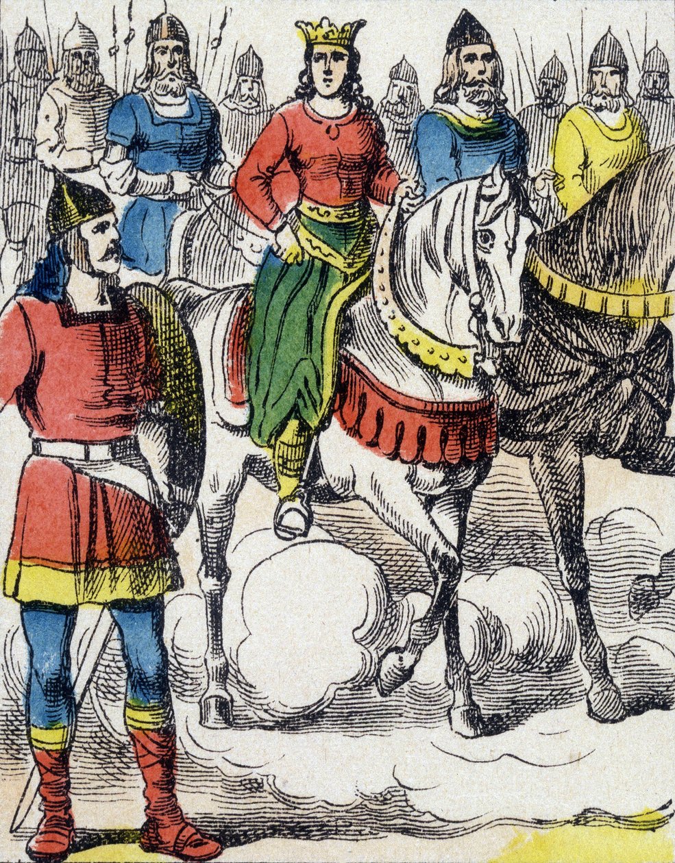 Sainte Clotilde (475-545) flyktet fra veiledningen til sin onkel Gondebaud, kongen av Bourgondes (480-516), som var morderen av familien hans. av Unknown artist