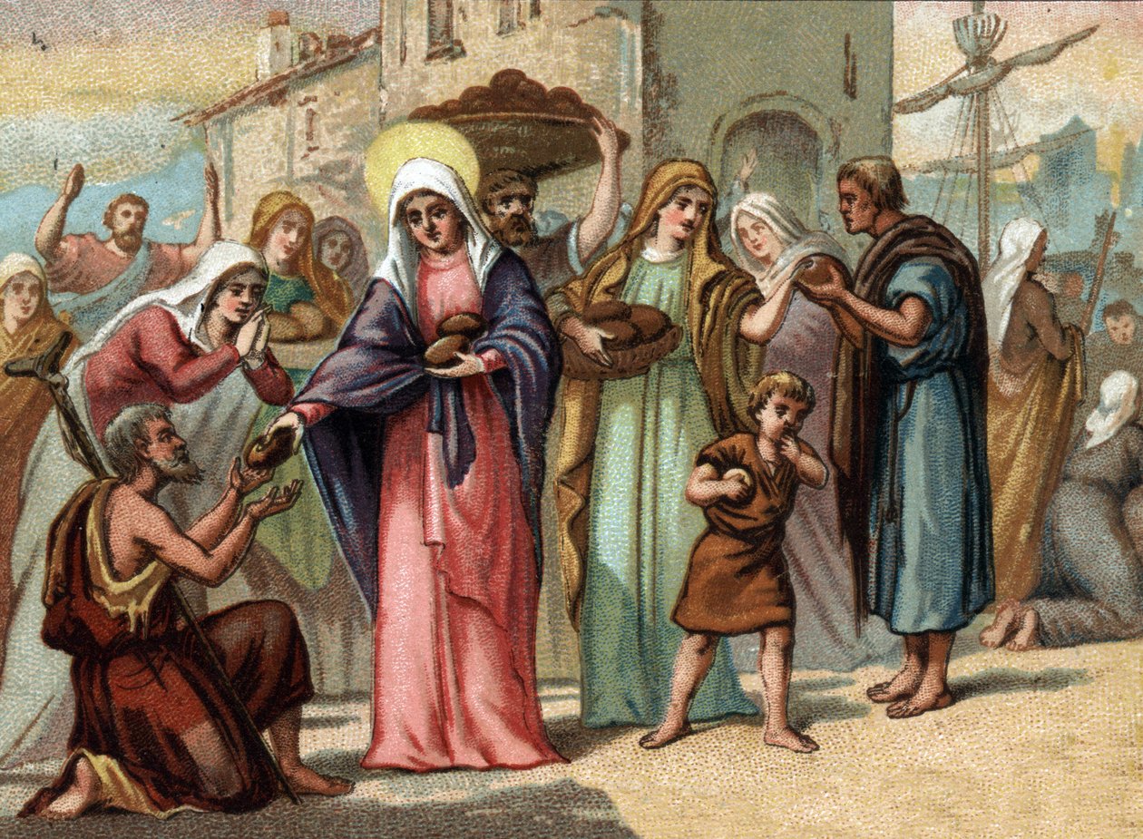 Sainte Genevieve (422-502), patron saint of Paris of famine.Chromolithography around 1890. av Unknown artist