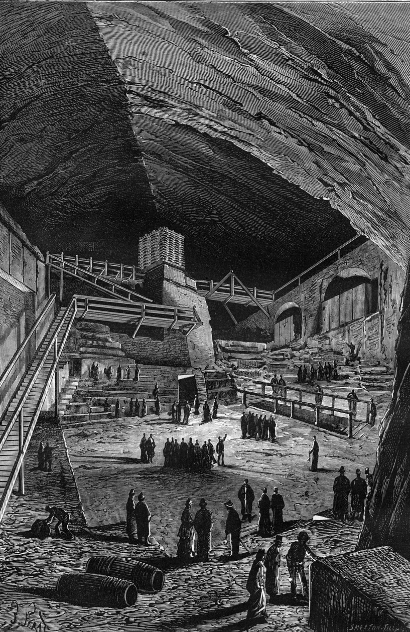 Salt mines of Wieliczka, Poland. Engraving in “Nature” av Unknown artist