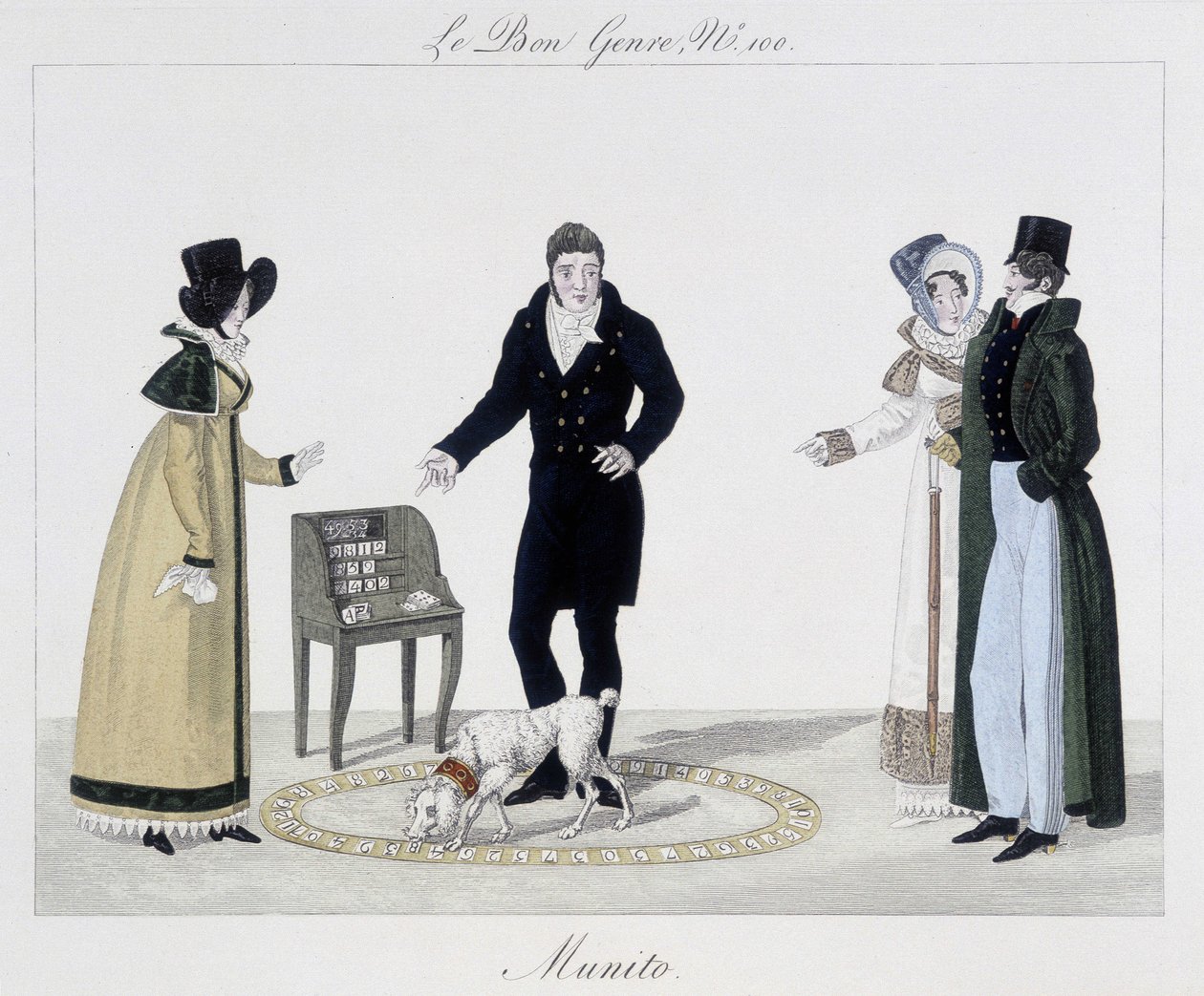 Saltimbanque: Munito, vitenskapshund - i “” Den gode sjangeren””, deb. 1800-tallet av Unknown artist