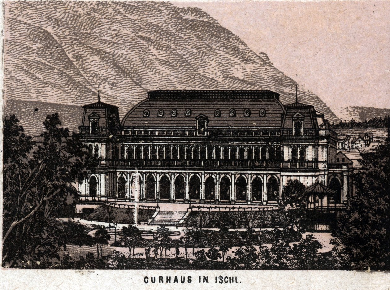 Salzkammergut-regionen, Østerrike: utsikt over Curhaus i Ischl. "" Verden illustrerer 168 visninger"" Udatert (slutten av 1800-tallet) av Unknown artist