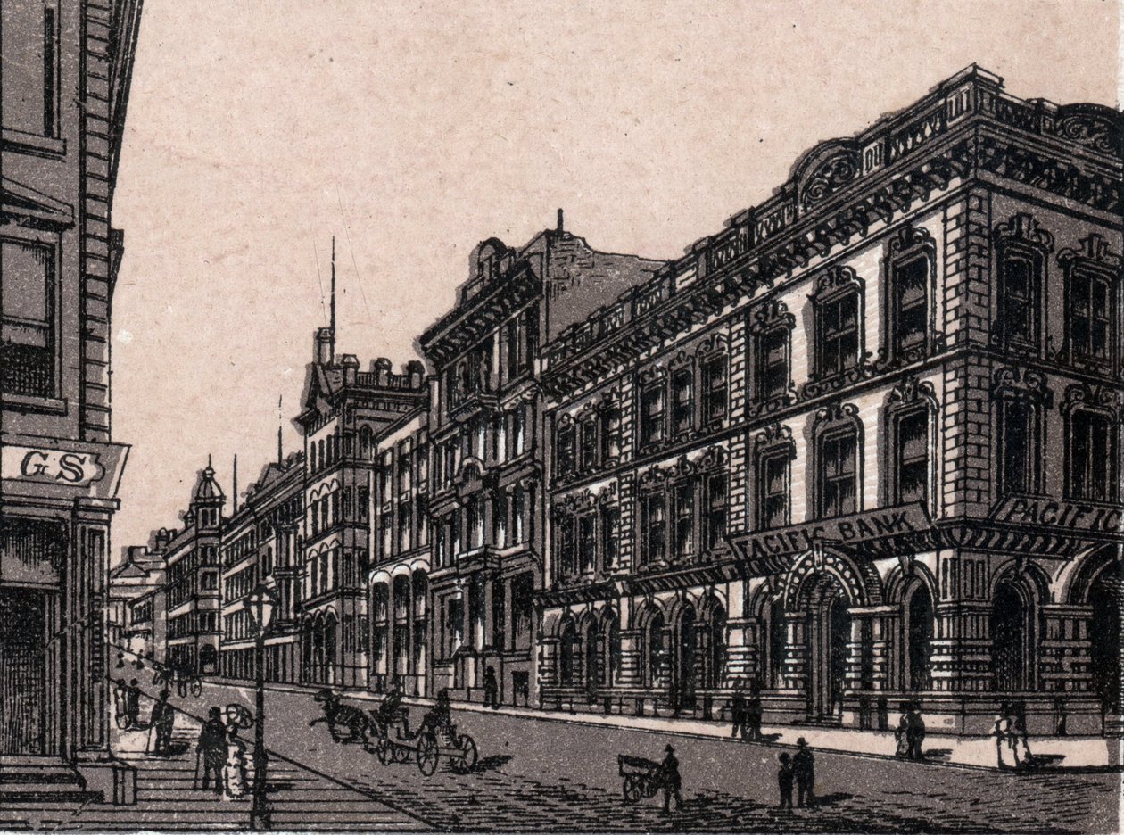 San Francisco, United States: view of Pine Street. in “” The world illustrates 168 views”” Undated (late 19th century) av Unknown artist