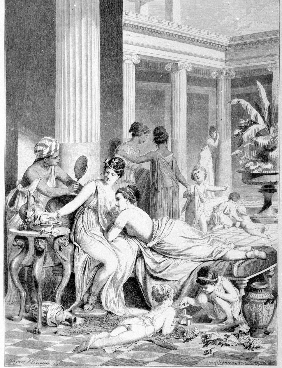 Sapho (Sappho) og hans følgesvenner. av Unknown artist
