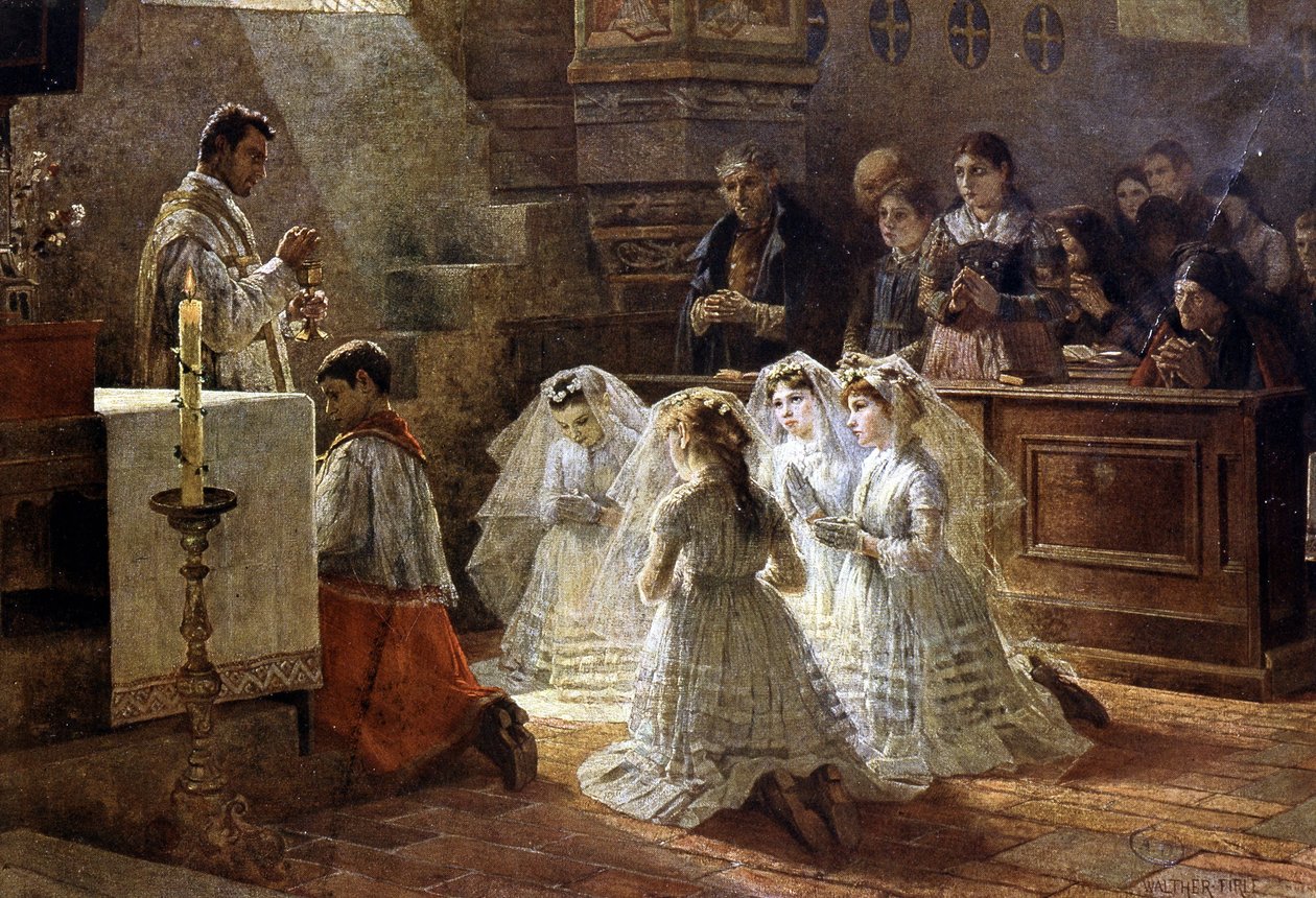 Scene for nattverd på 1800-tallet av Unknown artist