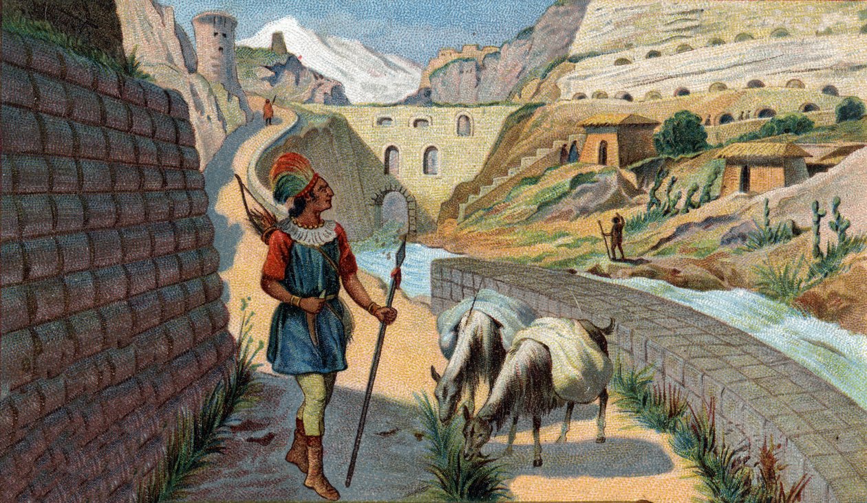 Scenes of Missing Kingdoms: Chaussee of the Incas Chromolithography of the 19th century. av Unknown artist