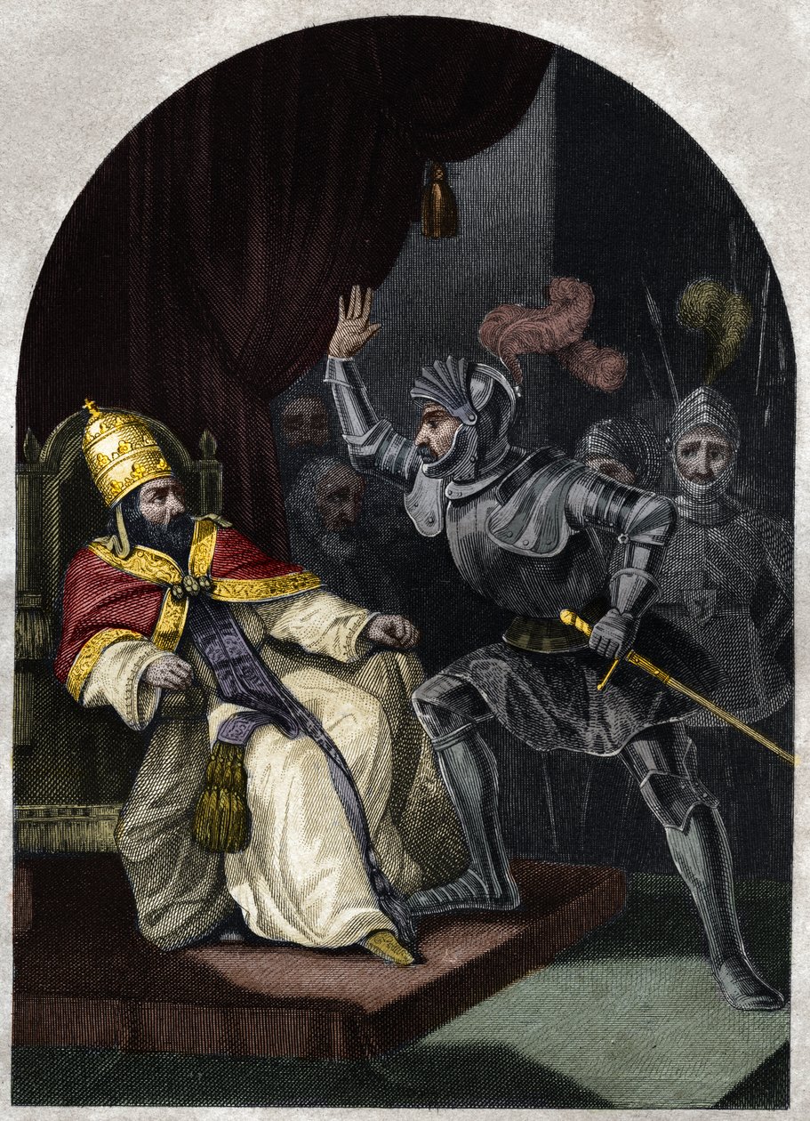 Sciarra Colonna slo pave Boniface VIII i ansiktet av Unknown artist