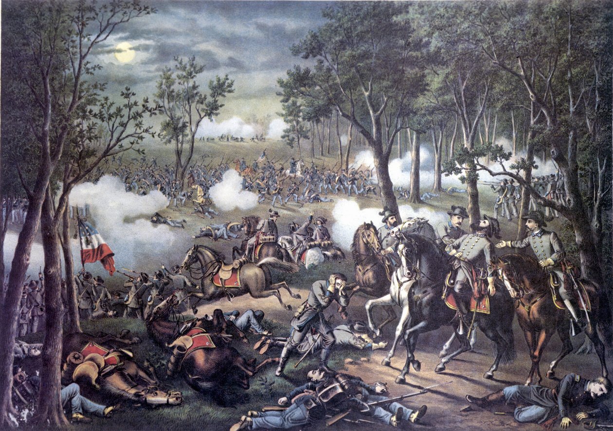 Løsrivelseskrig (eller amerikansk borgerkrig) (1861 - 1865): Chancellorsville-kampanje: Slaget ved Chancellorsville (Virginia) 30. april - 6. mai av Unknown artist