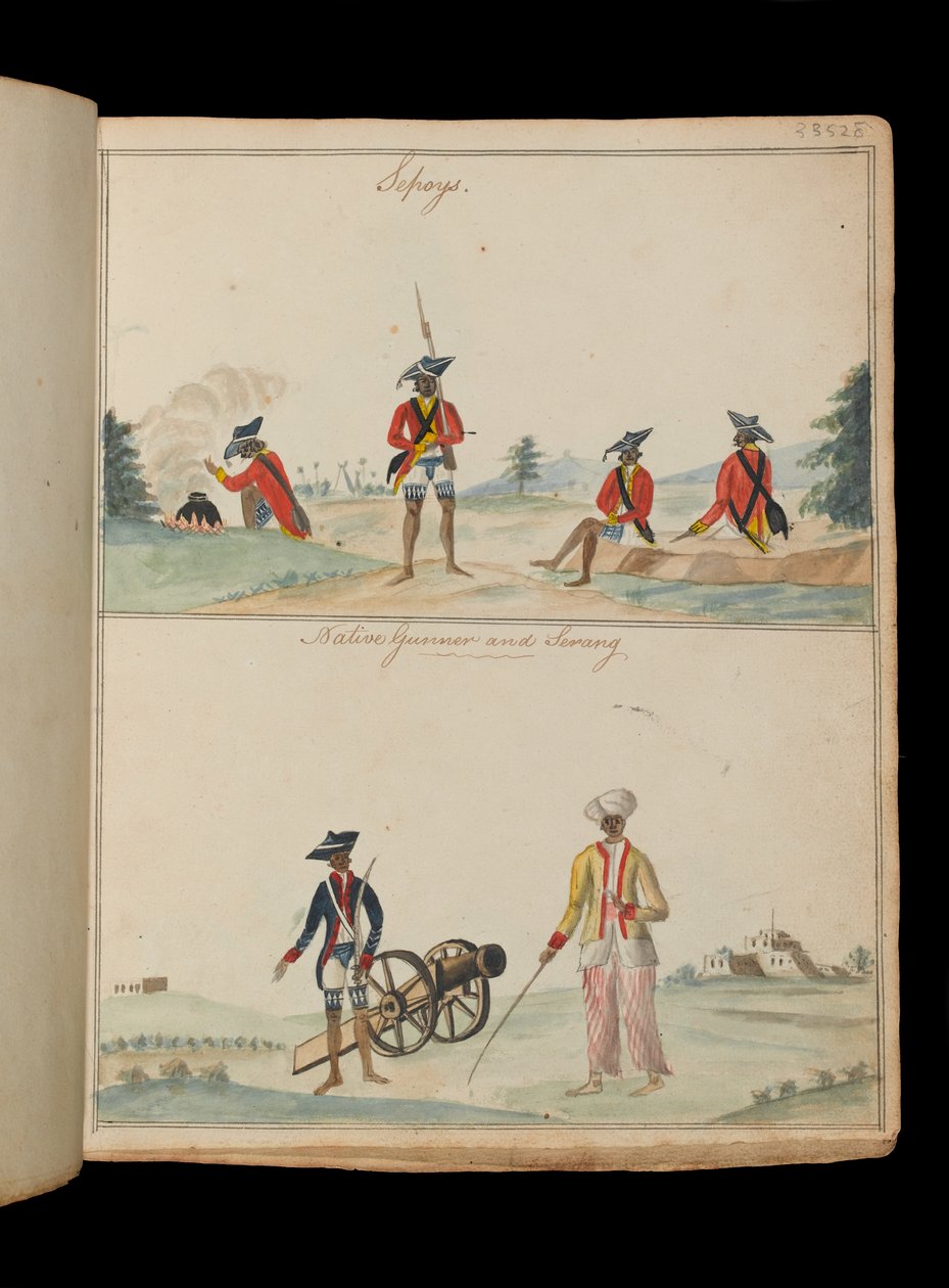 Sepoys, en innfødt skytter og en serang (båtsmann) av Unknown artist