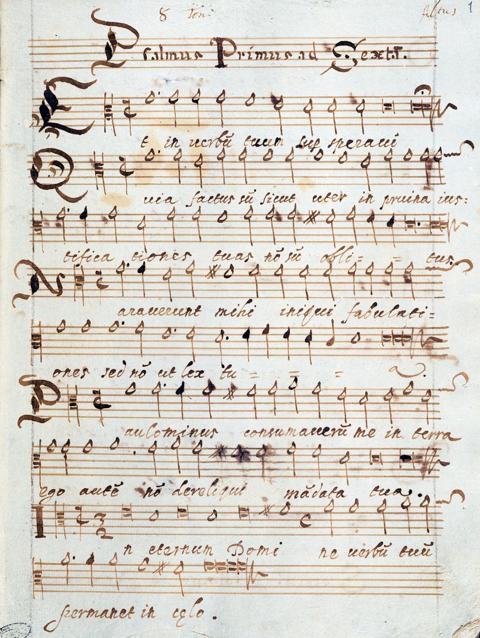 Noter til Salme for fire stemmer, som tilhørte kardinal Francesco Gonzaga av Unknown artist