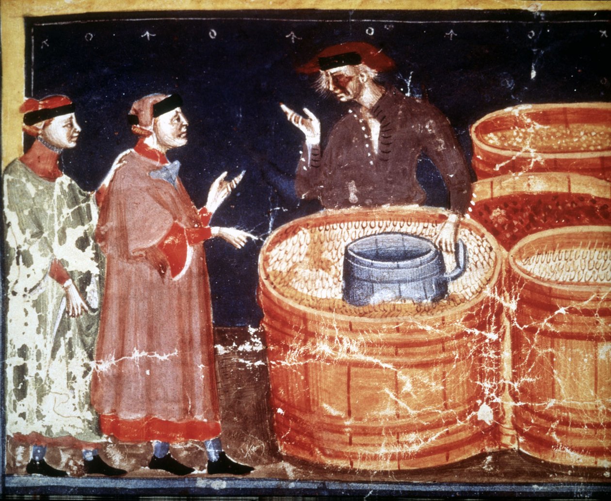 Butikk med håndverker fra et miniatyrmanuskript fra 1300-tallet. av Unknown artist