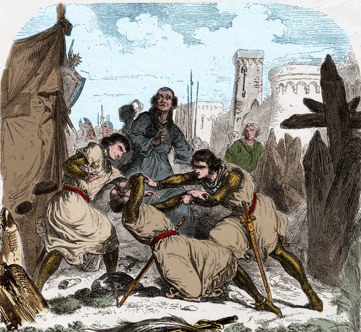 Simon IV av Montfort døde (1150-1218) fransk aristokrat, ved setet i Toulouse i 1218. av Unknown artist