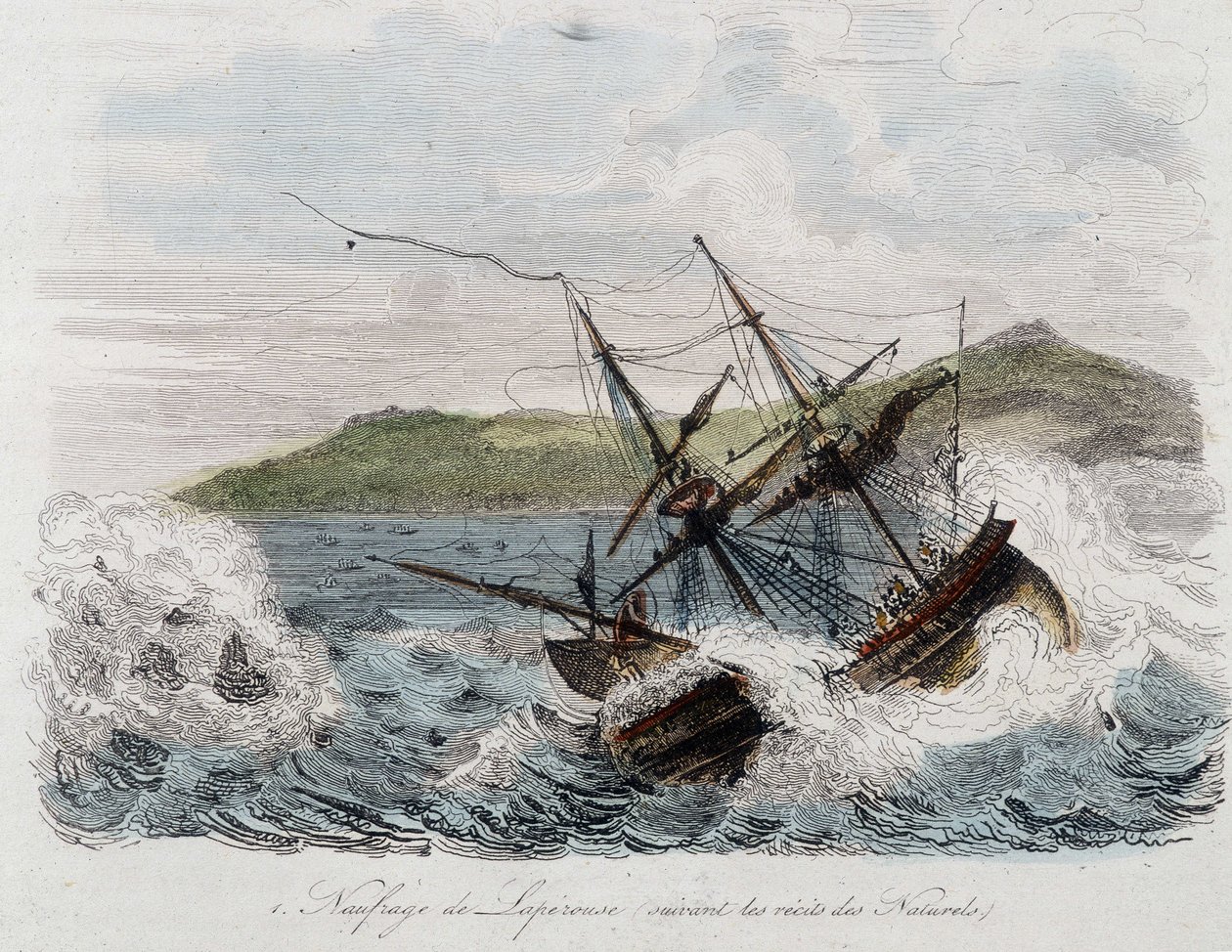 Senking av skipet til Jean-Francois Galaup, greve av La Perouse (Jean Francois Laperouse av Unknown artist
