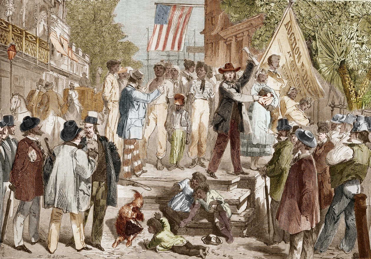 Slavesalg til Richmond i USA i 1864. av Unknown artist