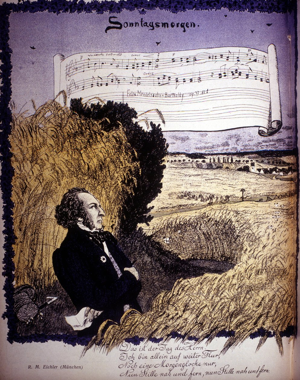 Søndag morgen, -i Op. 77 n¡1, noter av Félix mendelssohn - Bartholdy (1809-1847). av Unknown artist