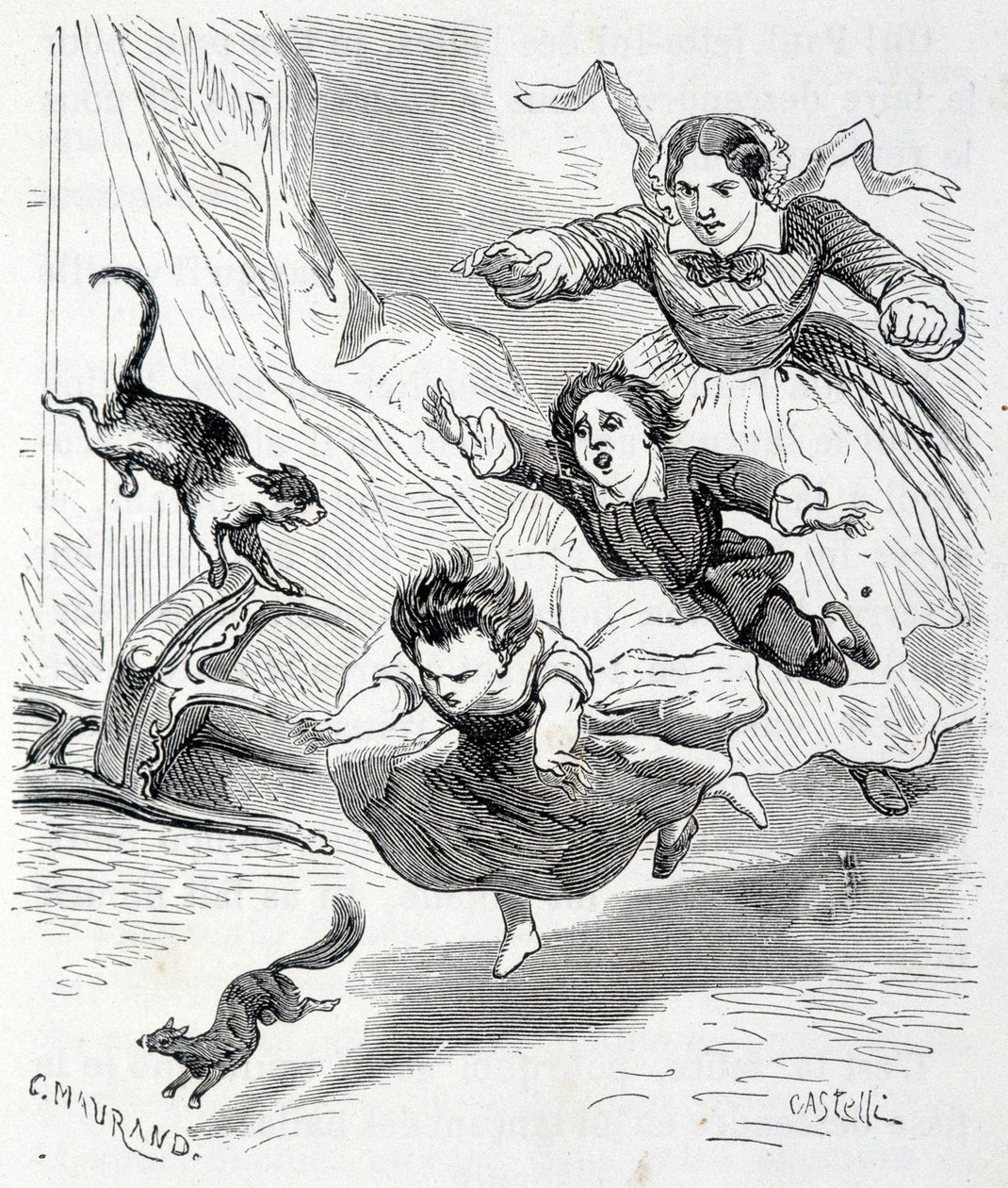 Sophie og ekornet - i "The misfortunes of Sophie"" av grevinnen av Ségur, Hachette av Unknown artist