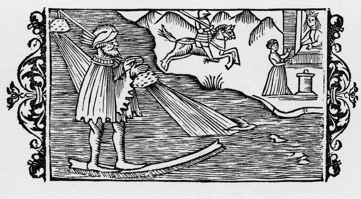 Trollmann som krysser havet ved hjelp av et lotteri - i "History of the Northern Nations" av Olaus Magnus, Roma 1555 av Unknown artist