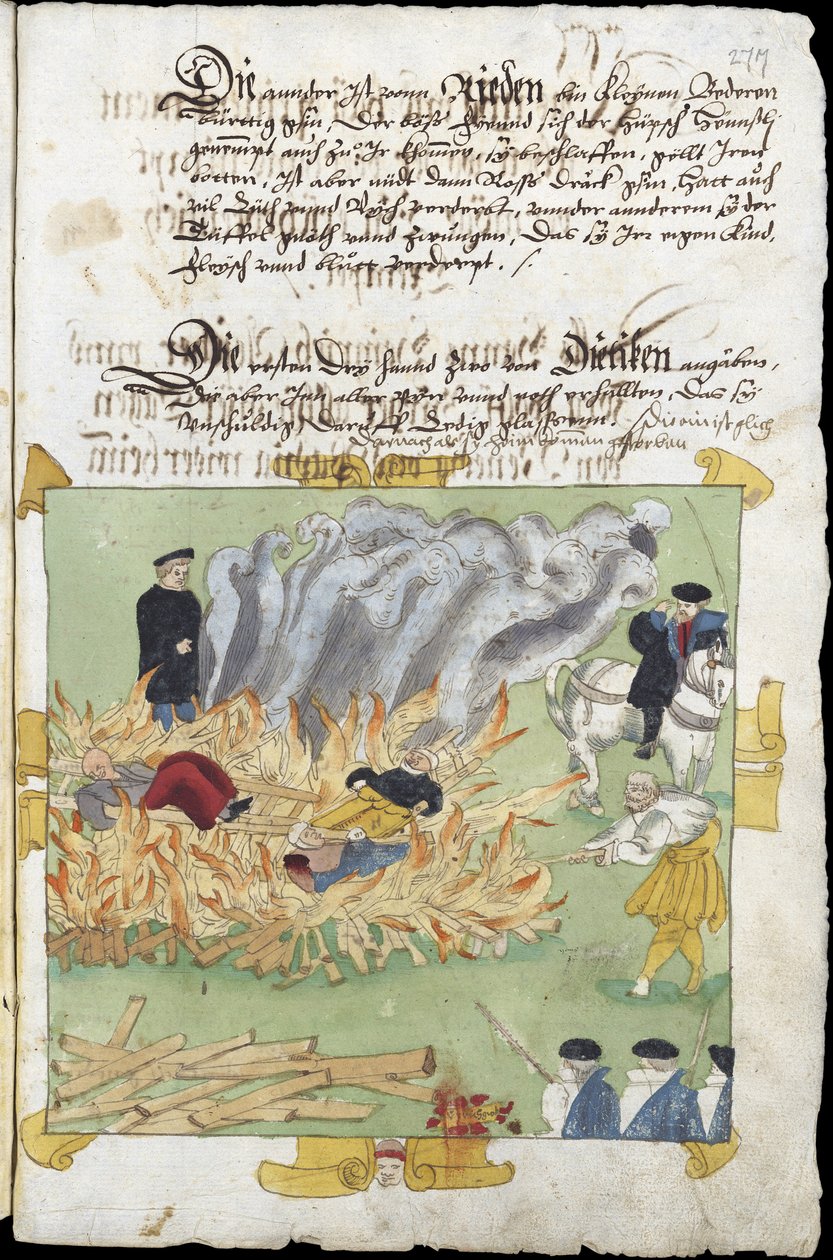 Sorcieres - Brenningen av tre hekser i Baden 4. november av Unknown artist