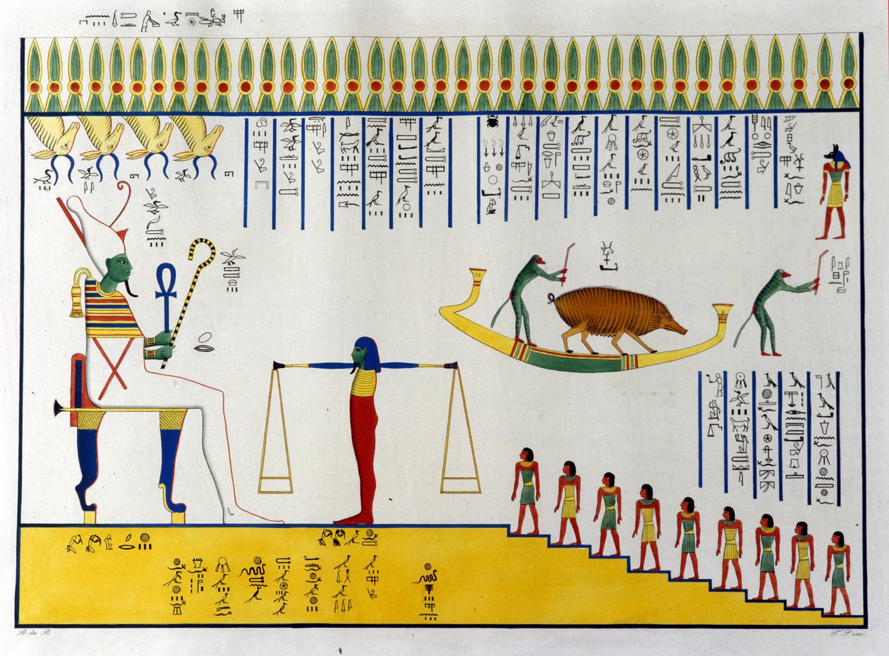 Sjel blir veid av Osiris deretter avhengig av dommen fly til å slutte seg til frie ånder eller gå tilbake til dyrekropper for å gjenoppta den fatale syklusen av migrations.Tomb of Biban-el. Moluk av Unknown artist