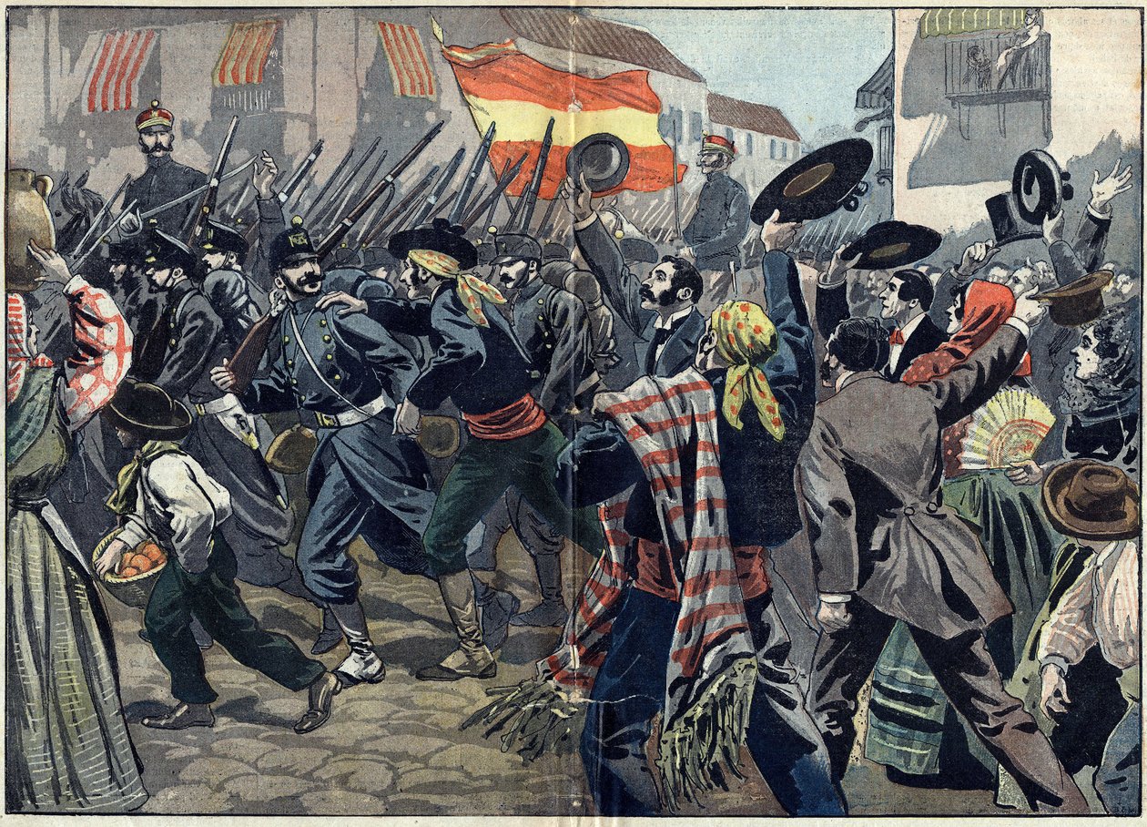 Spansk-amerikansk krig eller cubansk uavhengighetskrig (1868-1898) mellom Spania og Nord-Amerika av Unknown artist