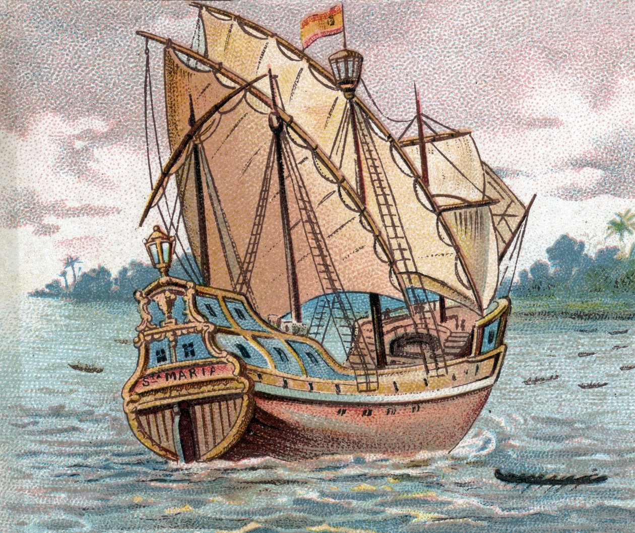 Spansk karavel slutten av 1400-tallet - Caravel seilskip 1400-tallet av Unknown artist