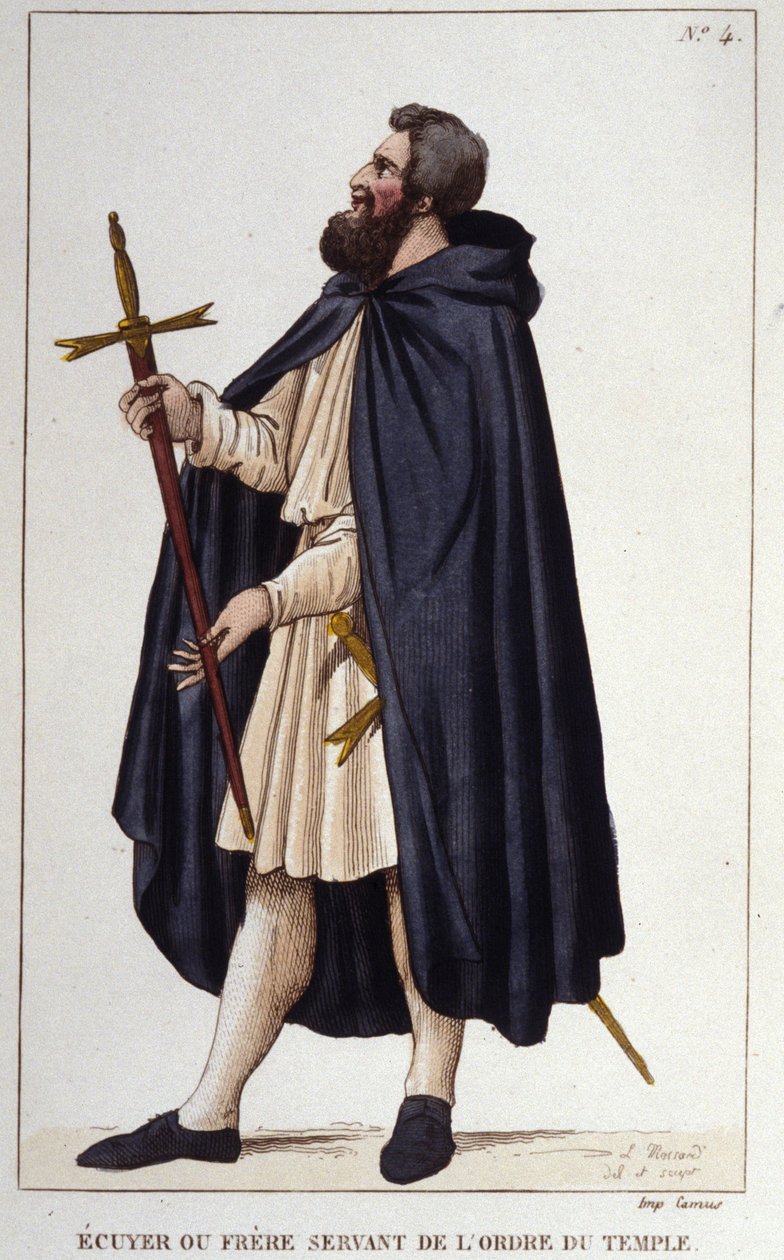 Eieren eller broren som tjener templets orden. gravering fra 1830 av Unknown artist