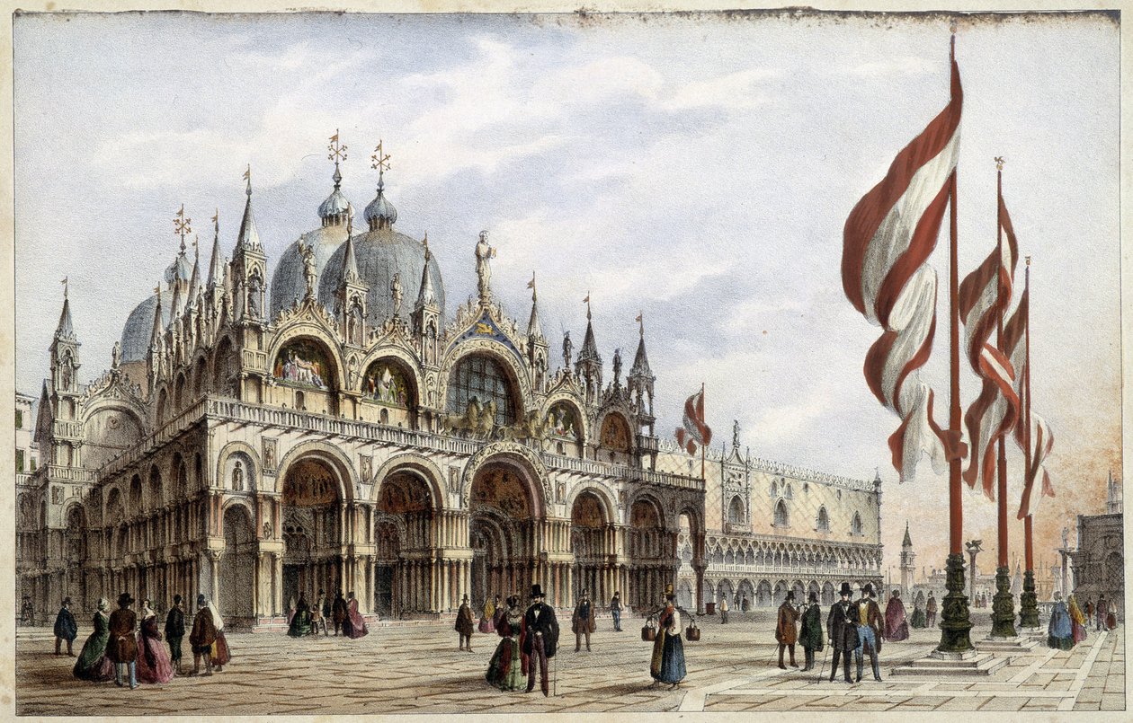 Markuskirken - i "" Album med de viktigste utsiktene over Venezia", ill. av Marco Moro, red. Gio Brizeghel, v.1840 av Unknown artist