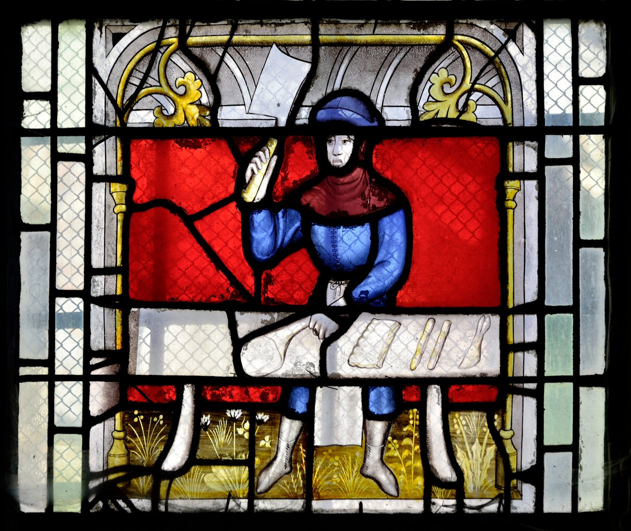 Glassmalerier som viser en slakter på jobb, slutten av 1400-tallet - begynnelsen av 1500-tallet - Kapell Sainte Claude (Sainte-Claude) i kirken Collegiale Notre-Dame de Semur-en-Auxois (Notre Dame de Semur en Auxois), Burgund av Unknown artist