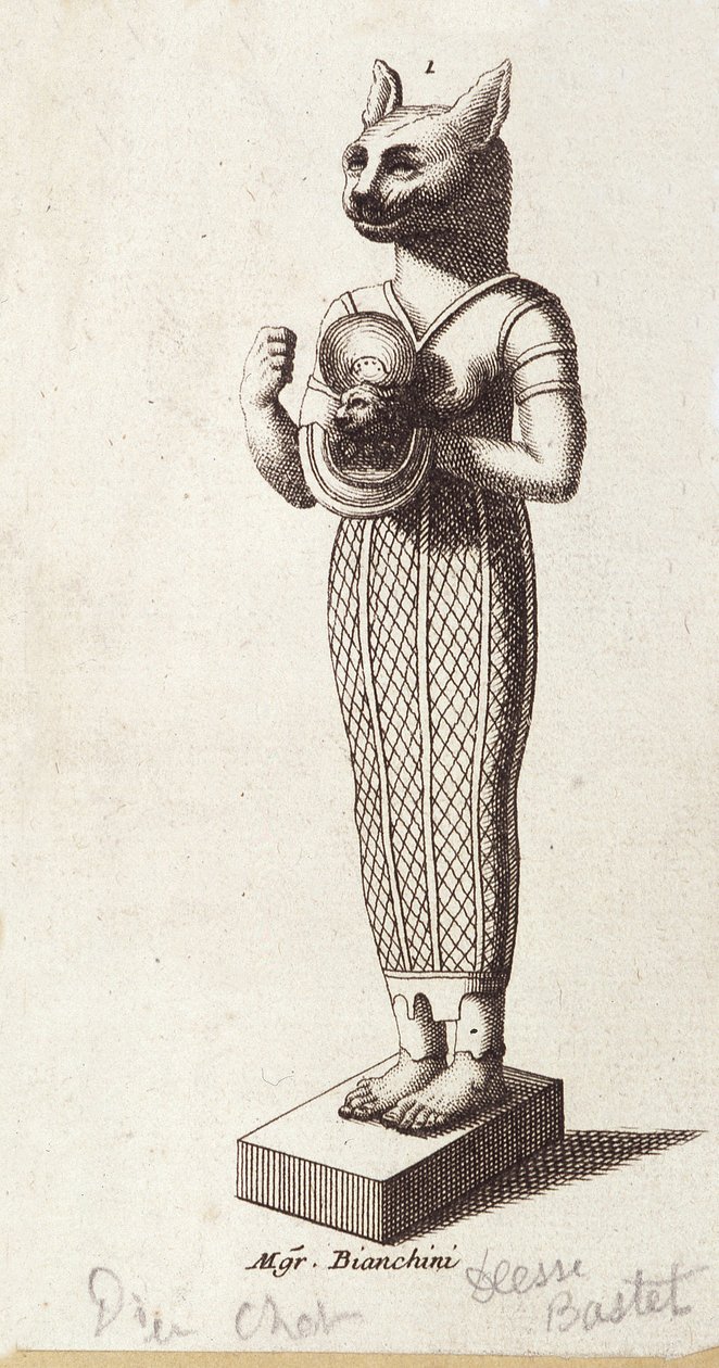 Statue av dansens gudinne, Cat-head Bastet (det gamle Egypt). gudinne i gammel egyptisk religion, av Unknown artist