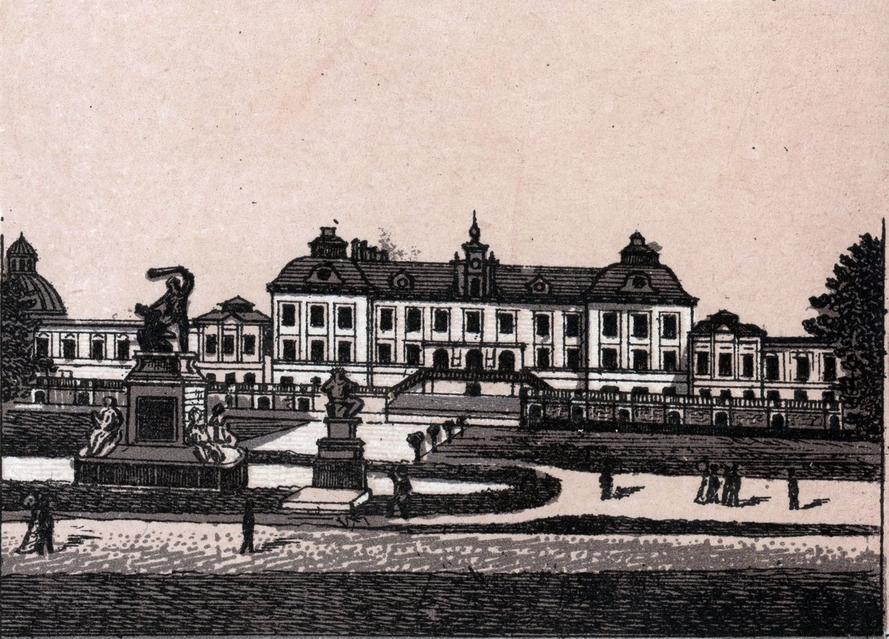 Stockholm, Sverige: utsikt over slottet Drottningholm (Drottningholms slott). i "" Verden illustrerer 168 visninger"" Udatert (slutten av 1800-tallet) av Unknown artist