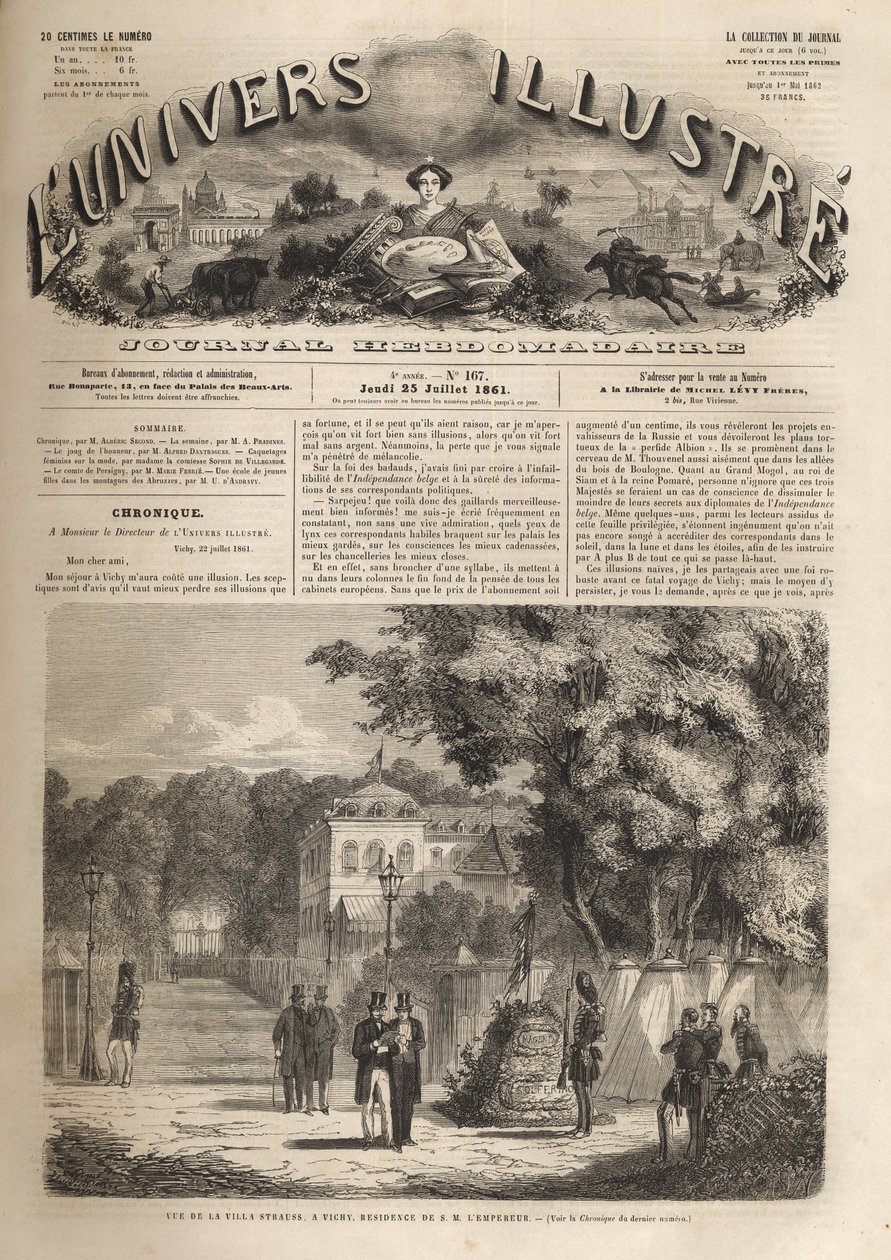 Strauss villa i Vichy - villa til Strauss en Vichy-residens til keiser Napoleon III (1808-1873) - det berømte universet fra 1861 av Unknown artist