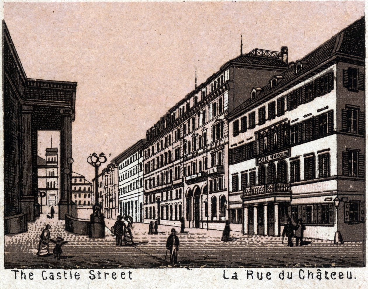 Stuttgart, Tyskland: utsikt over Chateau Street. i "" Verden illustrerer 168 visninger"" Udatert (slutten av 1800-tallet) av Unknown artist