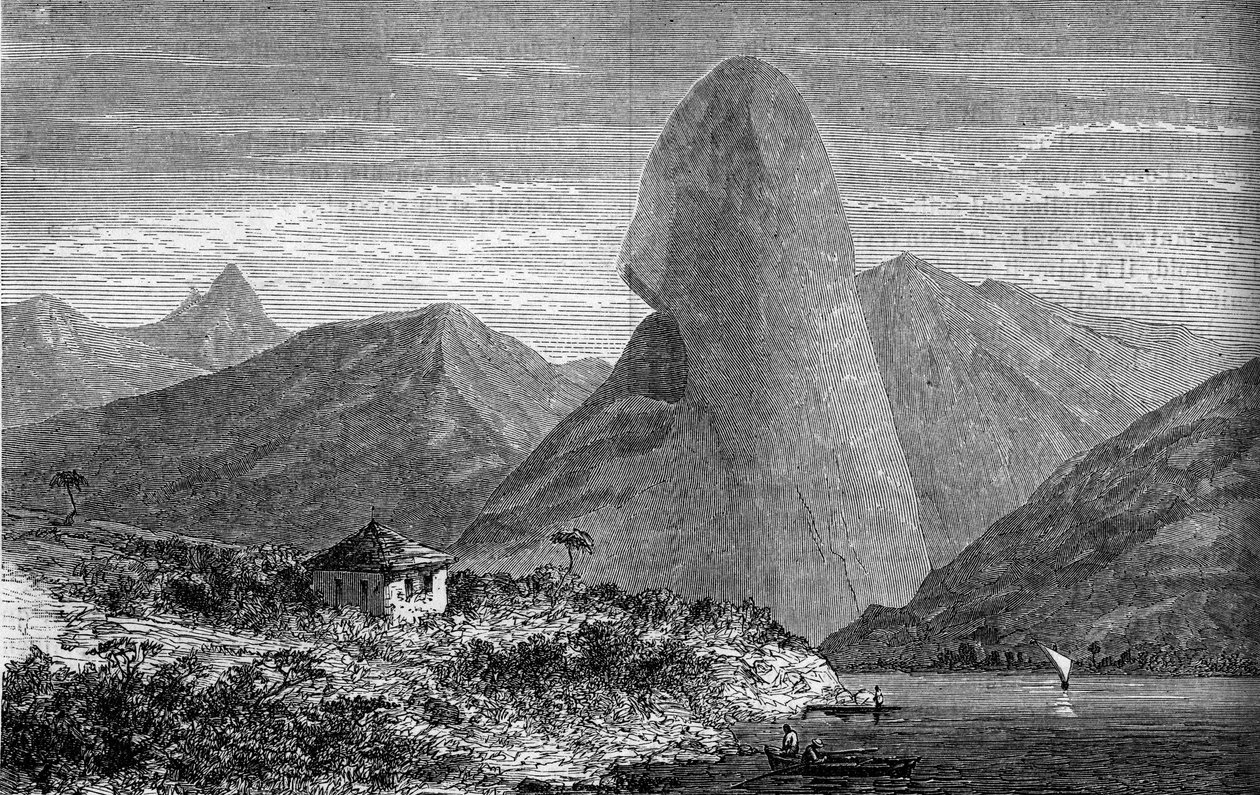 Sukkerbrød, nær Rio de Janeiro, Brasil. Gravering i "" The Journal of Youth "" av Unknown artist