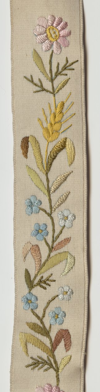 Seler, ca. 1880 (detaljert visning), brodert hvit sateng, lær, sølv, produsent ukjent av Unknown artist