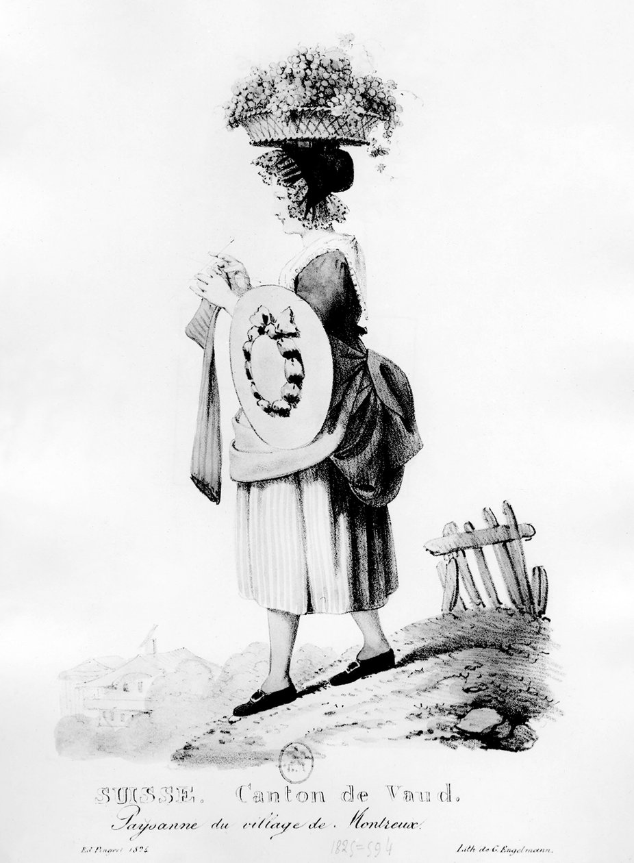 Sveitsisk bonde fra landsbyen Montreux i kantonen Vaud - litografi av Unknown artist