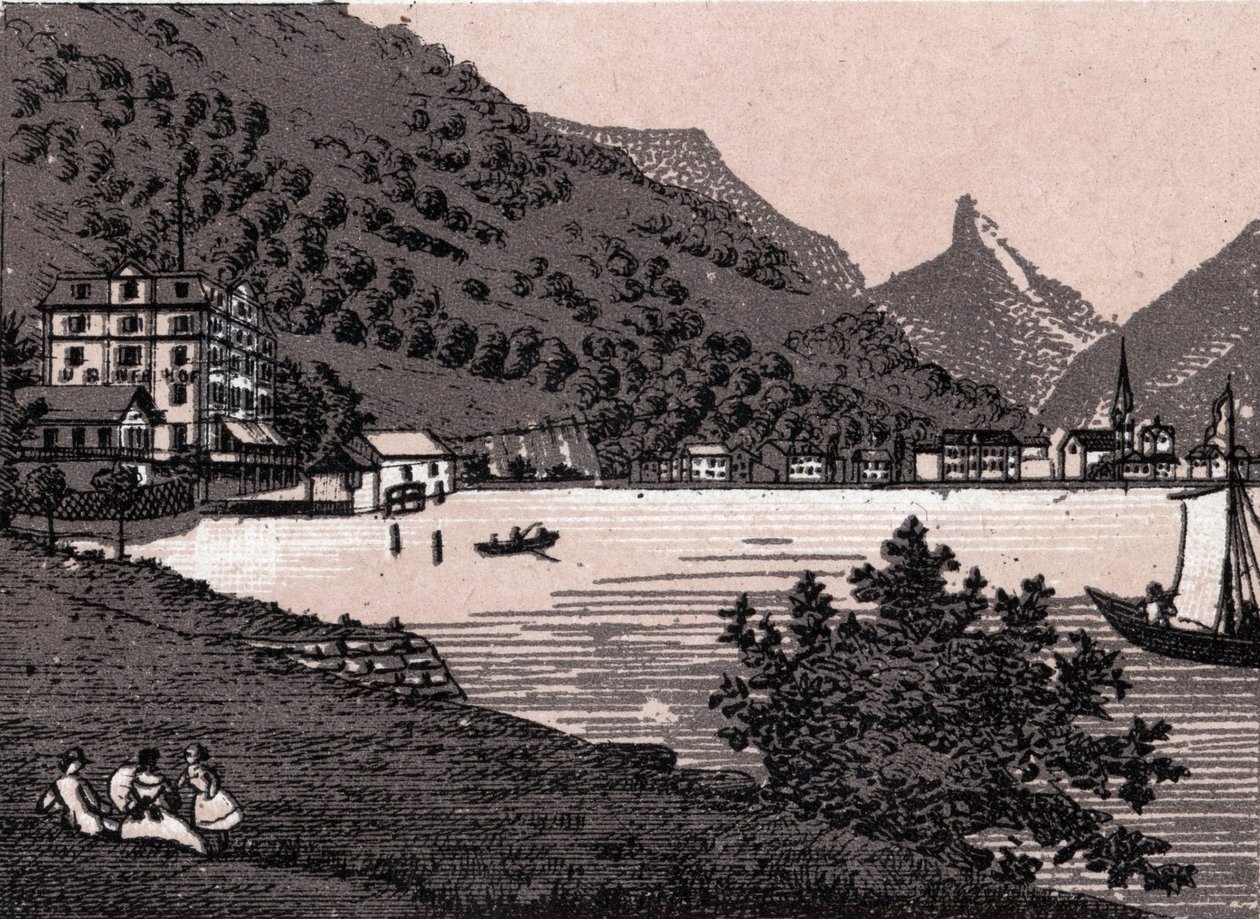 Switzerland: view of the city of Fluelen. in “” The world illustrates 168 views”” Undated (late 19th century) av Unknown artist