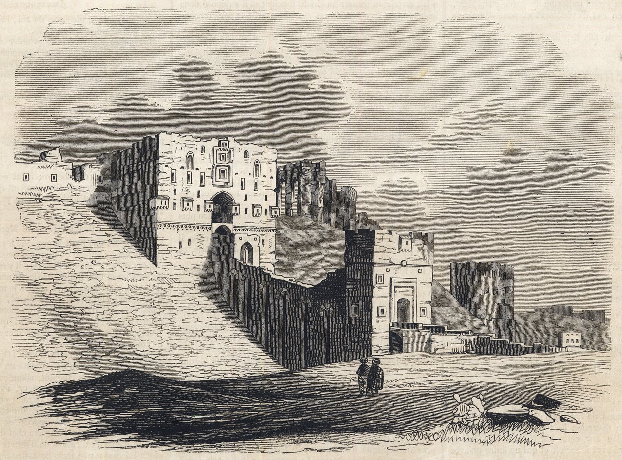 Syria: byen Aleppo på 1800-tallet - Citadel - Aleppo i Syria - 1864 av Unknown artist