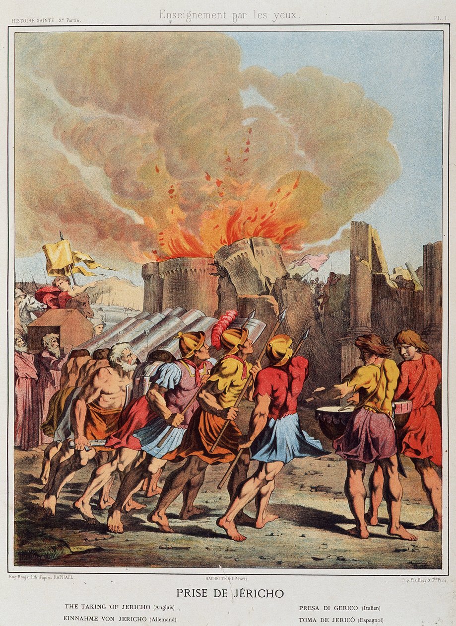 Tatt Jericho (de fallende murene) i "" Holy History"", red. Hachette. av Unknown artist