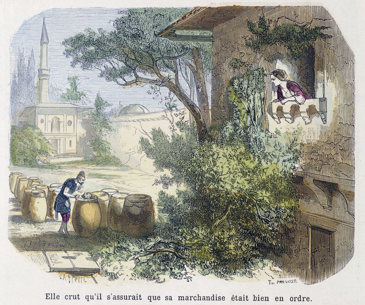 Fortelling: "" hun trodde at han sørget for at varene hans var i orden"" - i "" Tusen og én natt", red. Emile Guérin, fortalt av Md Bondet, Paris, n.d. av Unknown artist