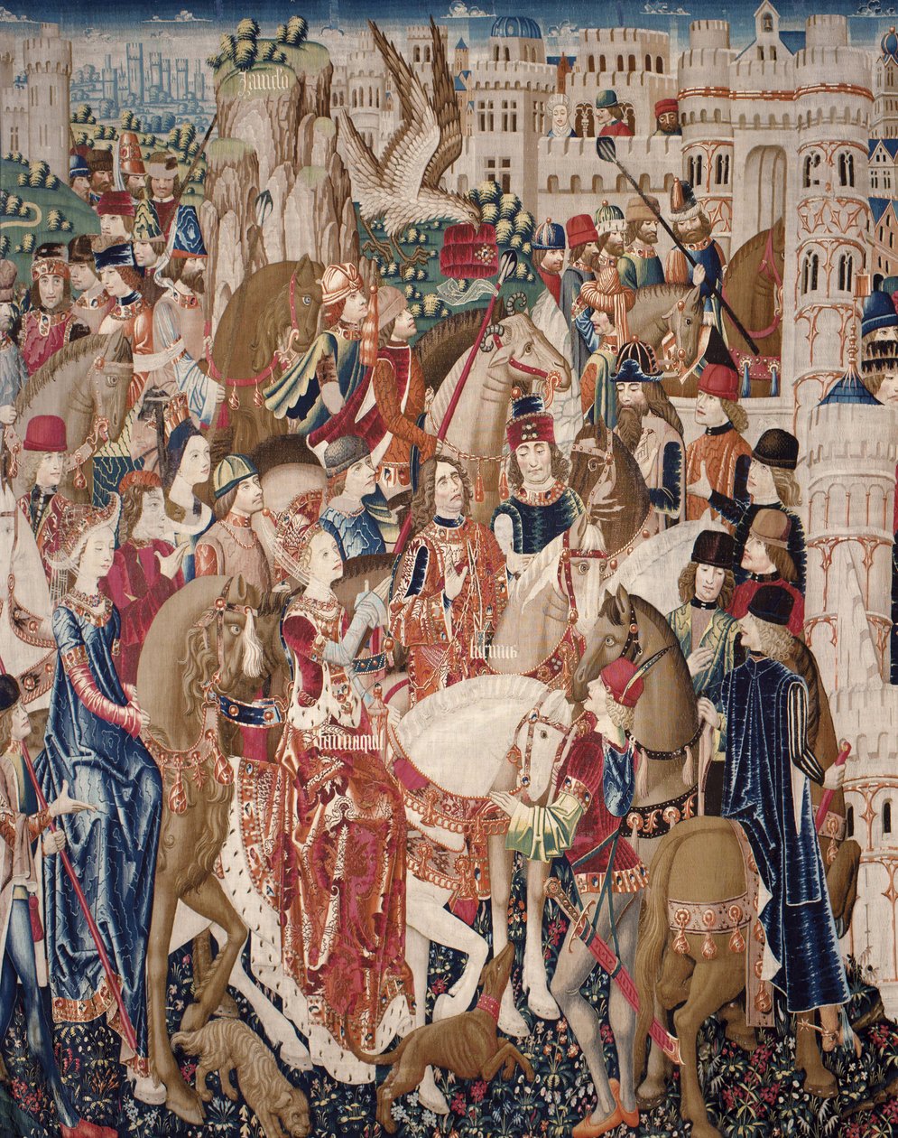 Tapet som illustrerer Tarquinius Priscus. ca. 1475 (teppe) av Unknown artist