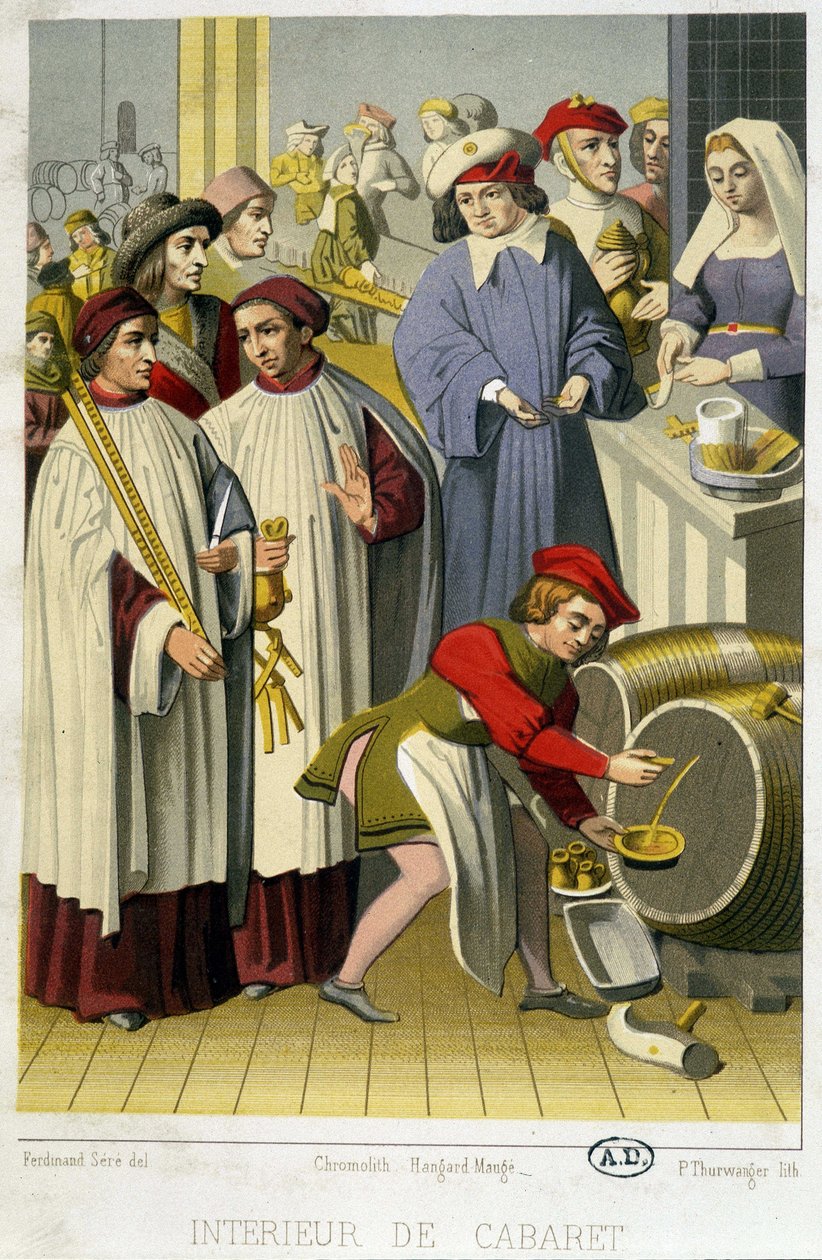 Skatteoppkrevere på vin inne i en kabaret av Unknown artist