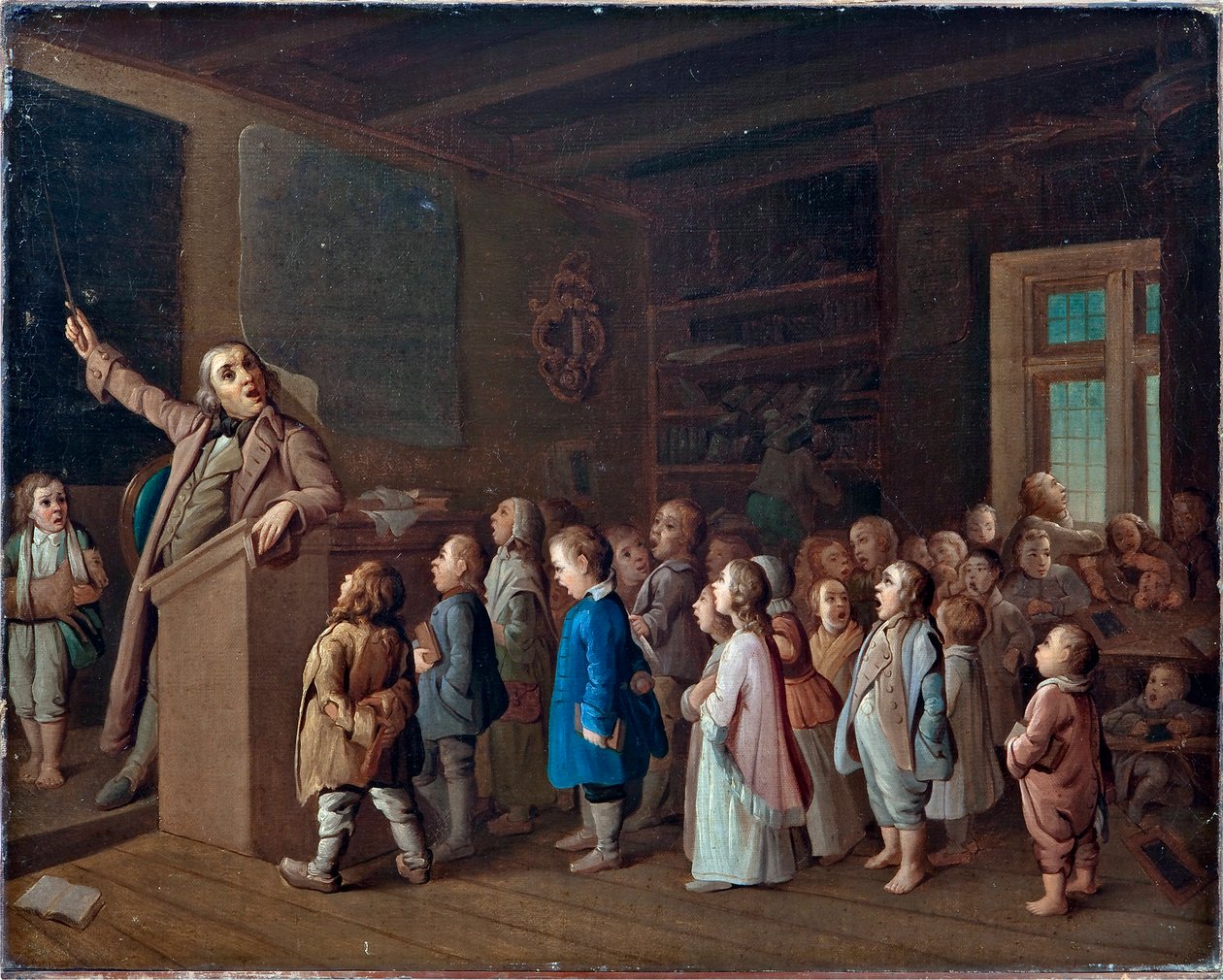 Undervisning på landsbygda, Anonym. Olje på lerret, første halvdel av 1800-tallet., Statens museum for religionshistorie, St. Petersburg av Unknown artist