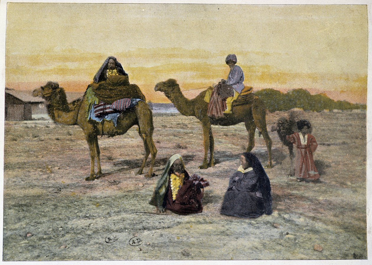 Tekes (russiske nomader) og deres kameler, sent på 1800-tallet av Unknown artist