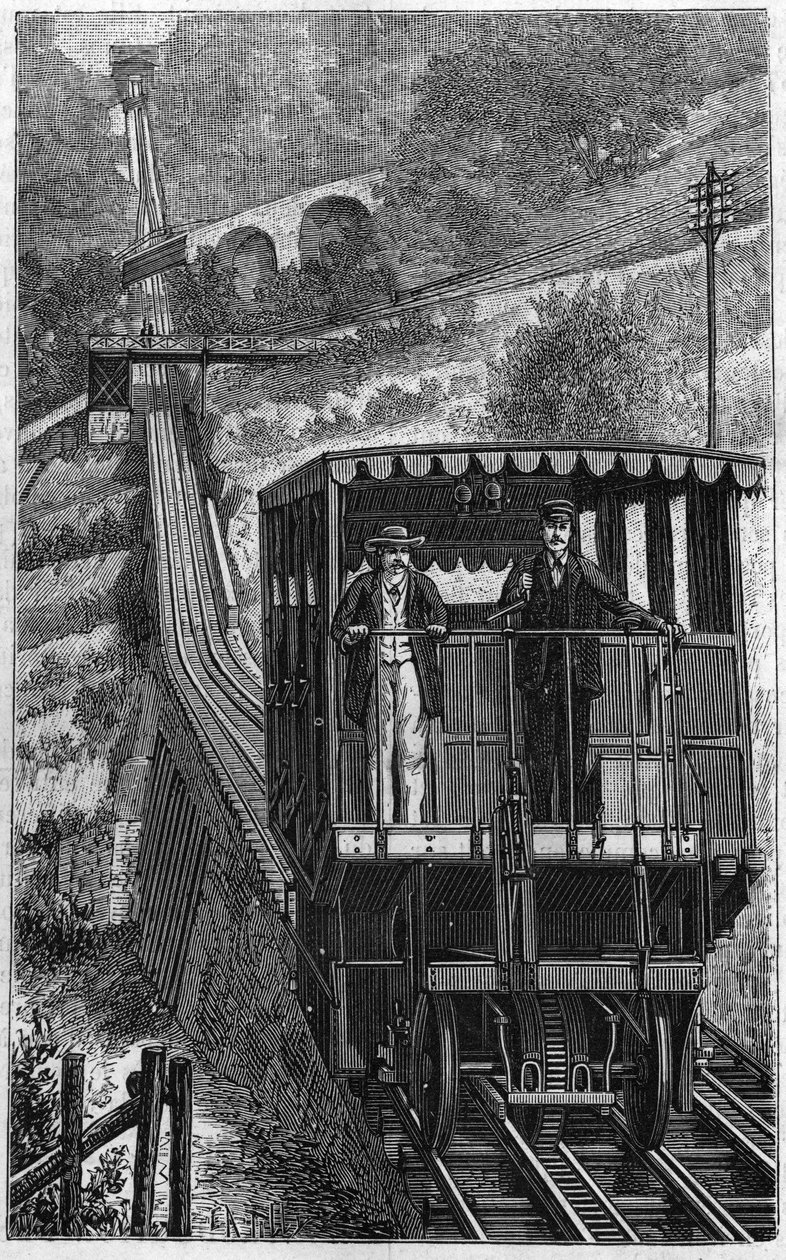 Territet Glion jernbane. Glion-linjen i Sveits i 1884. av Unknown artist