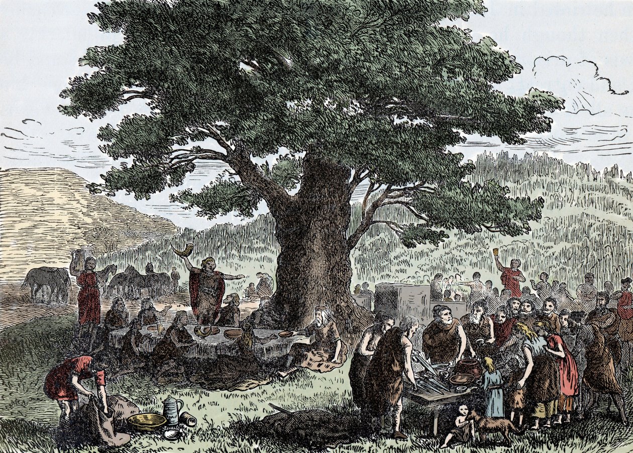 Teutoner nyter høytiden - gravering fra slutten av 1800-tallet av Unknown artist