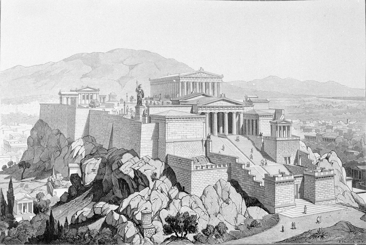 Akropolis i Athen. Gravering fra 1861. av Unknown artist