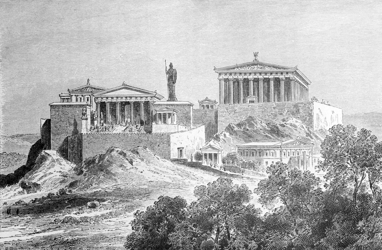 Akropolis i Athen. Gravering fra slutten av 1800-tallet. av Unknown artist