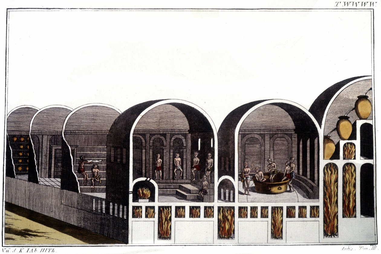 Caracalla-badene i Roma. Gravering fra begynnelsen av 1800-tallet. av Unknown artist