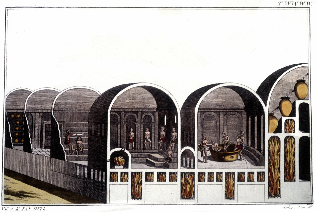 Caracalla-badene i Roma. Gravering fra begynnelsen av 1800-tallet. av Unknown artist