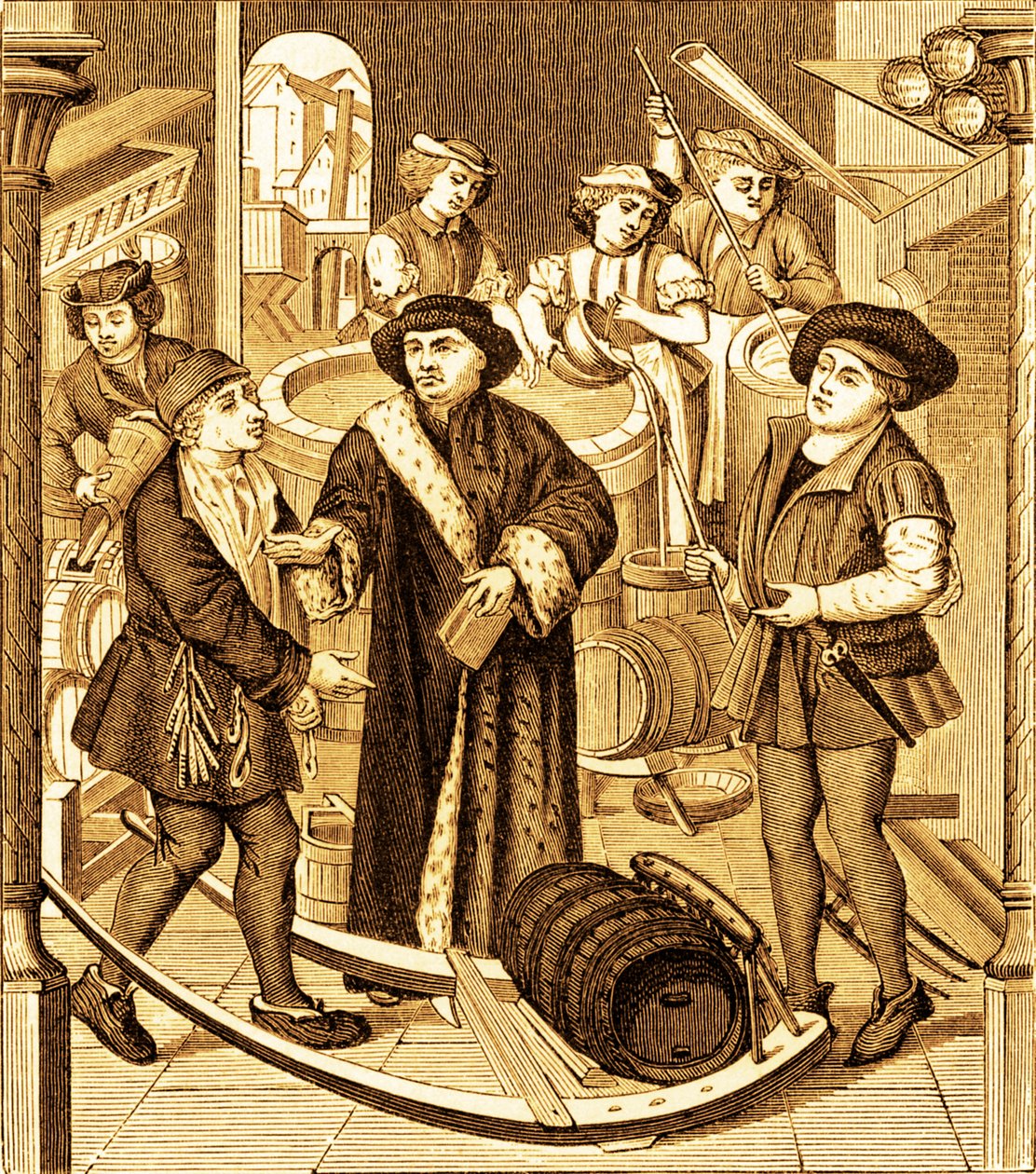 Biskopen av Tournai mottar tienden av øl i Tournai av Unknown artist
